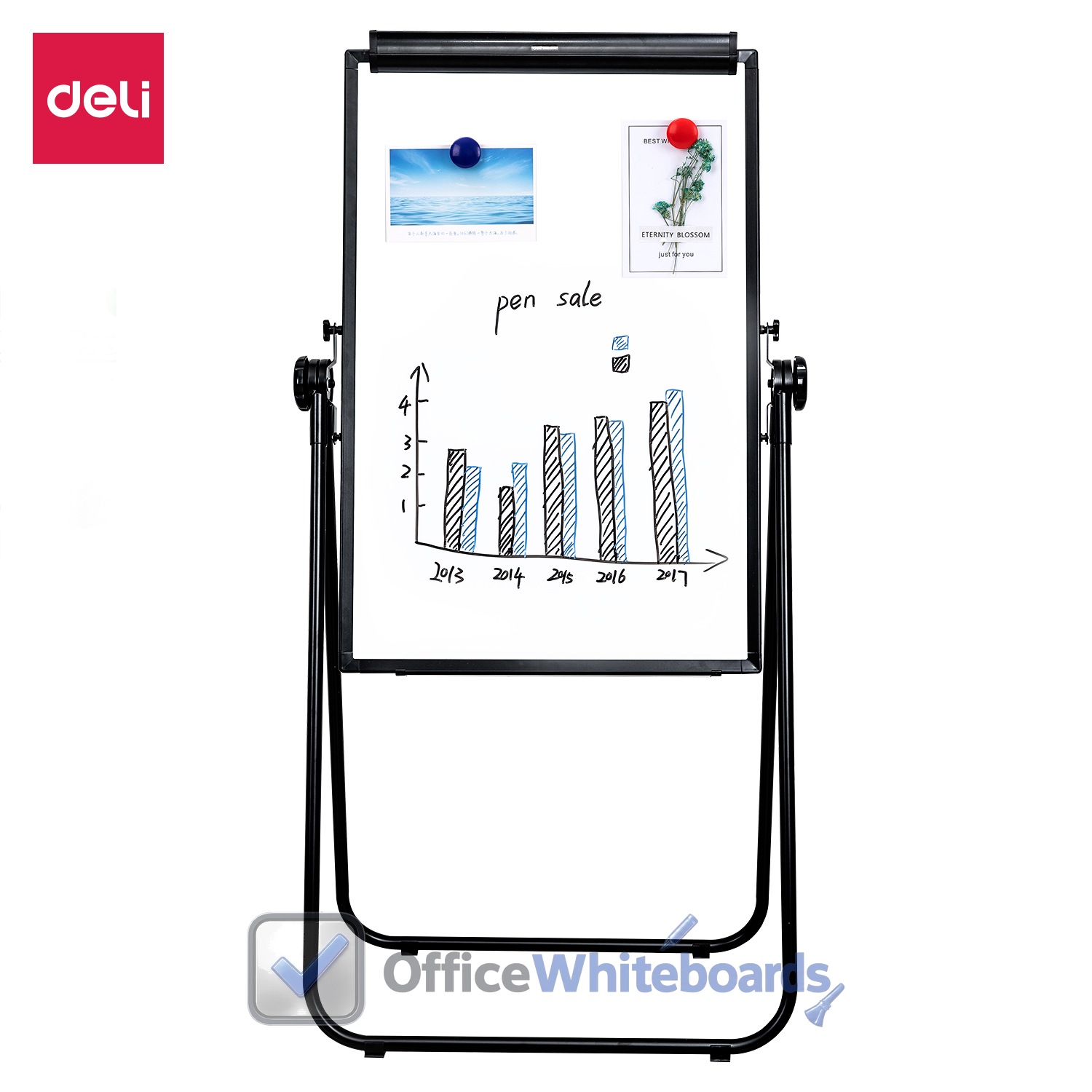 Deli Magnetic Whiteboard with Flip Chart 3×2 — E7891B
