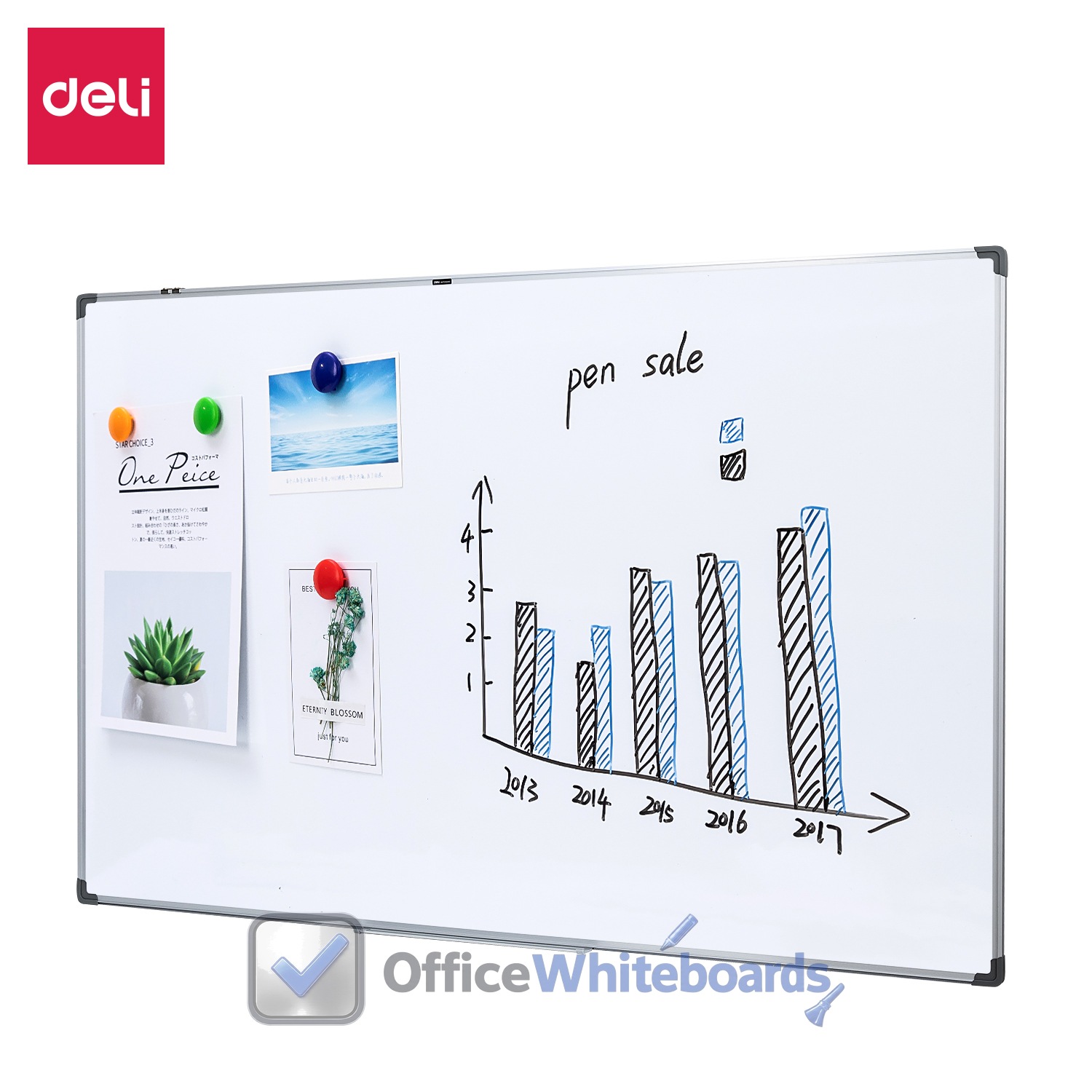 Deli Whiteboard 1200×1800mm Silver — E39037